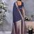 Navy blue weaving work Blended silk saree with blouse