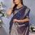 Navy blue weaving work Blended silk saree with blouse