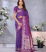 Purple color gala weaving Blended silk saree with blouse