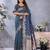 Blue color gala weaving Blended silk saree with blouse