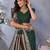 Dark green weaving work Blended silk saree with blouse