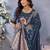 Blue color gala weaving Blended silk saree with blouse