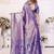Blue color banarasi blended silk chaturi weaving work saree with blouse