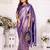 Blue color banarasi blended silk chaturi weaving work saree with blouse
