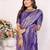 Blue color banarasi blended silk chaturi weaving work saree with blouse