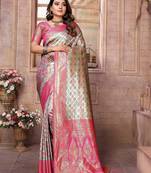 Sky blue color Blended silk chaturi weaving work saree with blouse