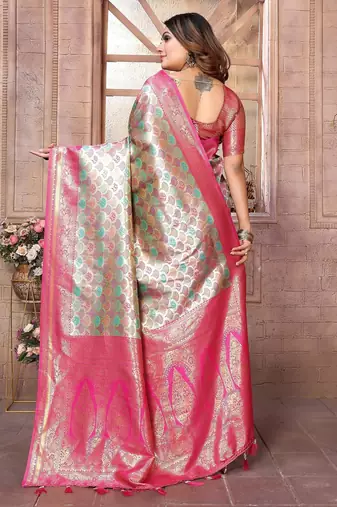 Sky blue color Blended silk blend chaturi weaving work saree with blouse