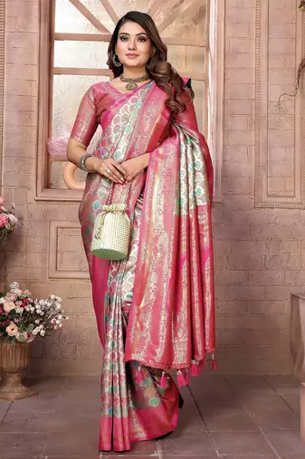 Sky blue color Blended silk blend chaturi weaving work saree with blouse