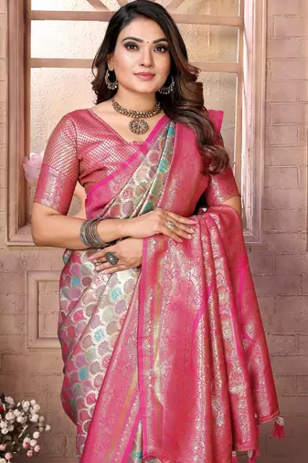 Sky blue color Blended silk blend chaturi weaving work saree with blouse