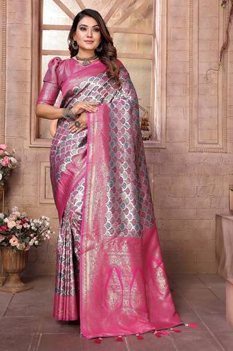Purple color blended silk chaturi weaving work saree with blouse