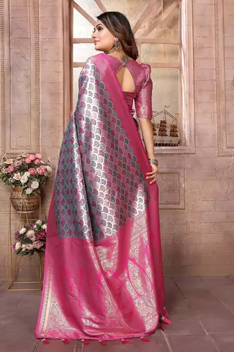 Purple color blended silk blend chaturi weaving work saree with blouse