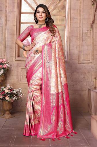 Light pink color Blended silk chaturi weaving work saree with blouse