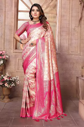 Light pink color Blended silk chaturi weaving work saree with blouse