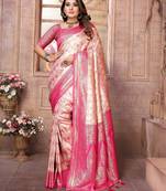 Light pink color Blended silk chaturi weaving work saree with blouse