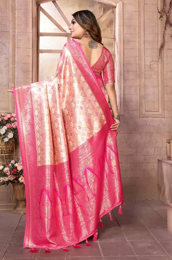 Light pink color Blended silk blend chaturi weaving work saree with blouse