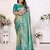 Sky blue color banarasi tissue blended silk weaving work saree with blouse