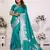 Sky blue color bandhej weaving kochi blended silk saree with blouse