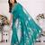 Sky blue color bandhej weaving kochi blended silk saree with blouse