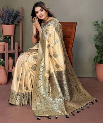 Green color viscose Blended silk blend weaving butties saree with blouse 4