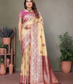 Multicolor viscose Blended silk weaving butties saree with blouse