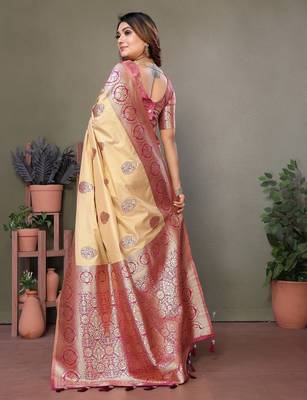 Multicolor viscose Blended silk blend weaving butties saree with blouse 2