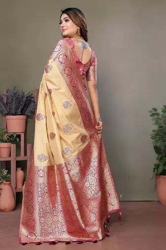 Multicolor viscose Blended silk blend weaving butties saree with blouse