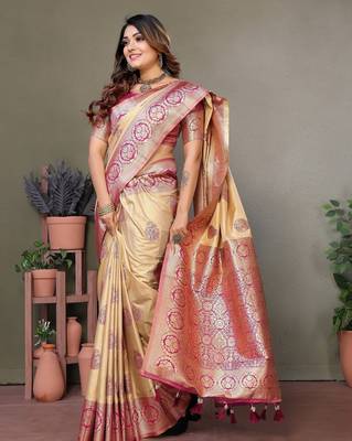 Multicolor viscose Blended silk blend weaving butties saree with blouse 3