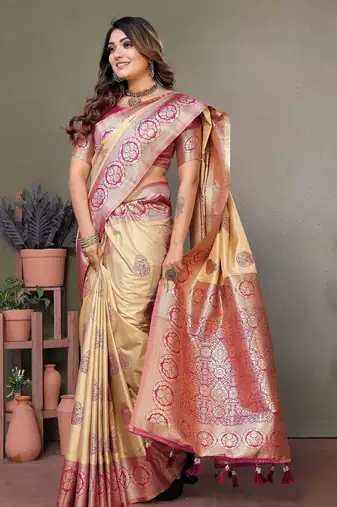 Multicolor viscose Blended silk blend weaving butties saree with blouse