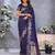 Navy color gala weaving Blended silk saree with blouse