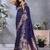 Navy color gala weaving Blended silk saree with blouse