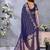 Navy color gala weaving Blended silk saree with blouse