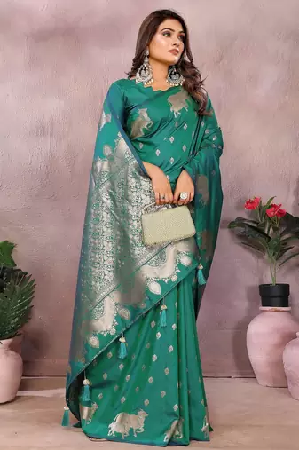 Sky color gala weaving Blended silk blend saree with blouse