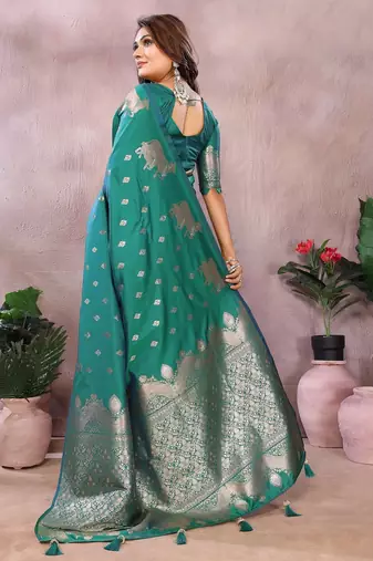 Sky color gala weaving Blended silk blend saree with blouse