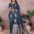 Blue color gala weaving Blended silk saree with blouse