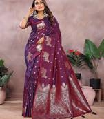 Wine color gala weaving Blended silk saree with blouse