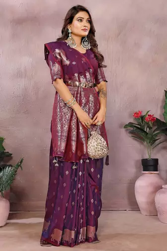 Wine color gala weaving Blended silk blend saree with blouse