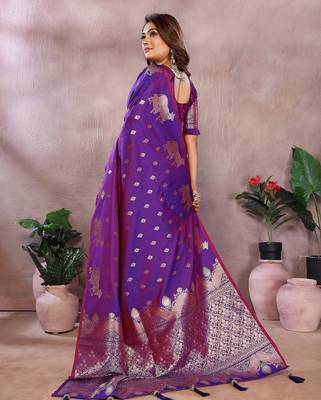 Purple color gala weaving Blended silk blend saree with blouse 2