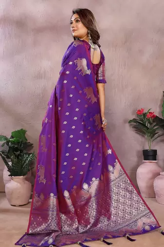 Purple color gala weaving Blended silk blend saree with blouse