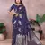 Navy color gala weaving blended silk saree with blouse