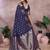 Navy color gala weaving blended silk saree with blouse