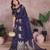 Navy color gala weaving blended silk saree with blouse