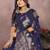 Navy color gala weaving blended silk saree with blouse