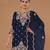 Navy blue embroidered vichitra semi-stitched palazzo style salwar suit