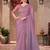 Rich pink shining georgette saree with linen work blouse