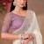 Pearl white shining georgette saree with linen work blouse