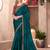 Teal blue sparkle shaded chiffon saree with georgette work blouse
