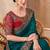 Teal blue sparkle shaded chiffon saree with georgette work blouse