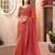 Rust golden sparkle tissue saree with linen work blouse