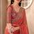 Rust golden sparkle tissue saree with linen work blouse