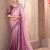 Pink majestic shaded chiffon saree with linen work blouse